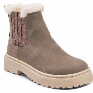 Girls size 1 Portland Chelsea boots with faux fur trim NWOT